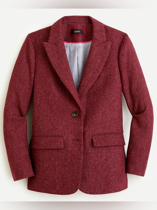 J. Crew Jackets & Blazers - J. Crew Burgundy Herringbone Wool-Blend Single-Button Blazer